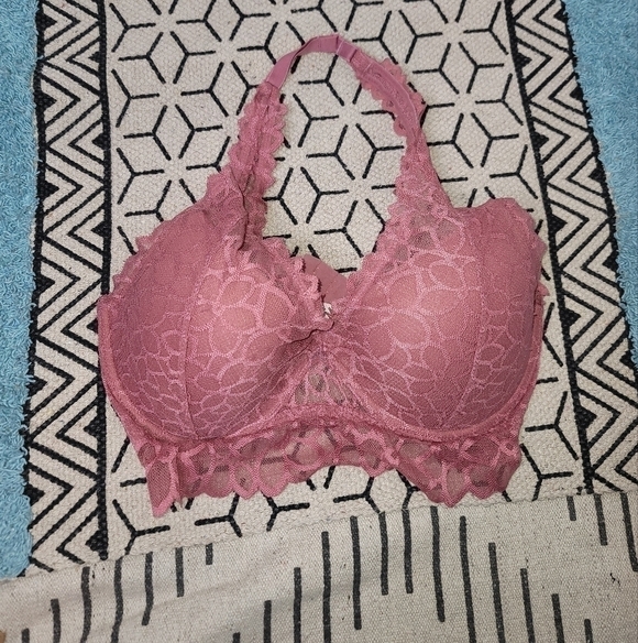 VICTORIA'S SECRET PINK DUSTY ROSE LACE HALTER BRALETTE, SIZE SMALL D-DD … - Picture 1 of 9